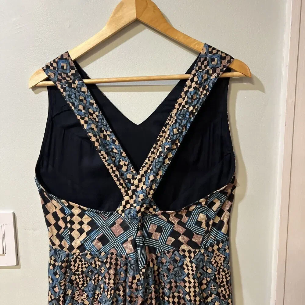 Anthropologie Let Me Be Flounced Women’s Maxi Dress Size Large Geometric Print